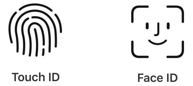 icônes de reconnaissance faciale ou tactile