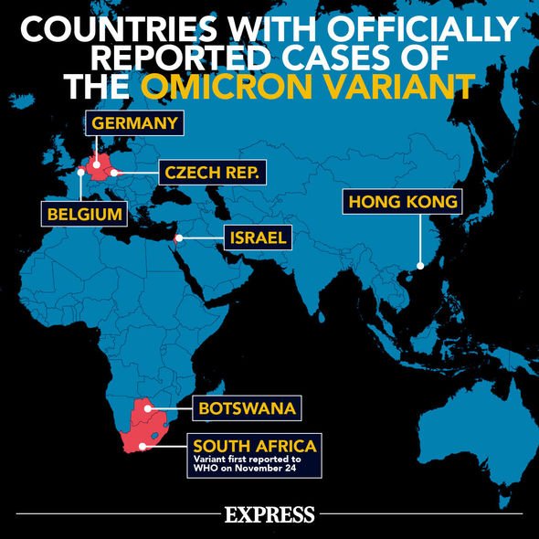 Une carte montrant les cas mondiaux de la variante Omicron.