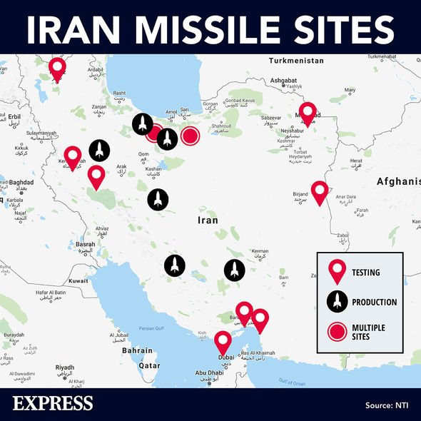 Cartographie des sites de missiles de l'Iran