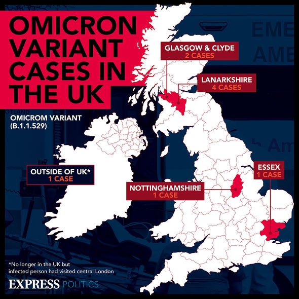 Cas d'Omicron au Royaume-Uni