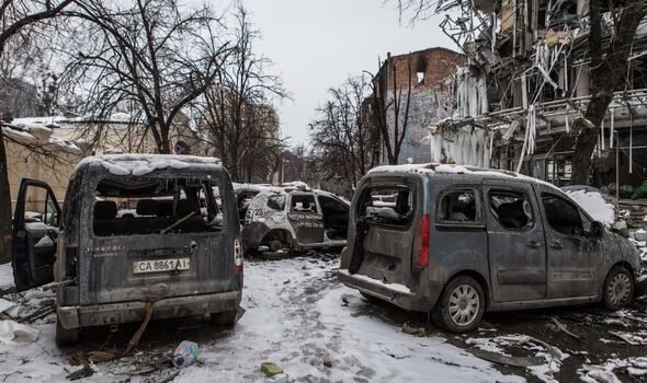Effets du bombardement au centre de Kharkiv