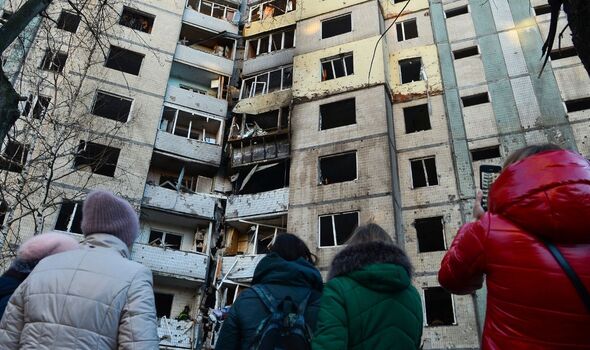 Bâtiment de Kiev bombardé 