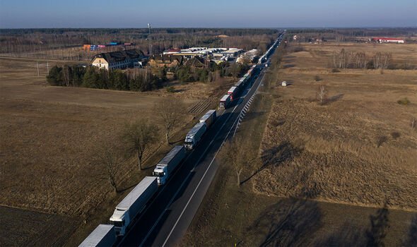 Blocage des camions à la frontière entre la Pologne et la Biélorussie.