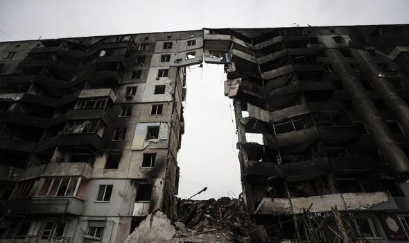 Vestiges d'un bâtiment en Ukraine