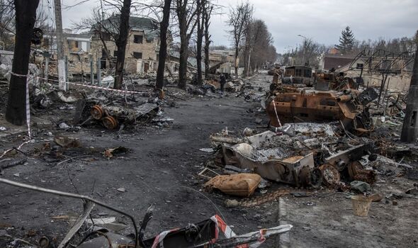 Ville ukrainienne après l'occupation russe