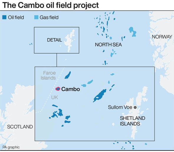 Une carte du champ pétrolifère de Cambo