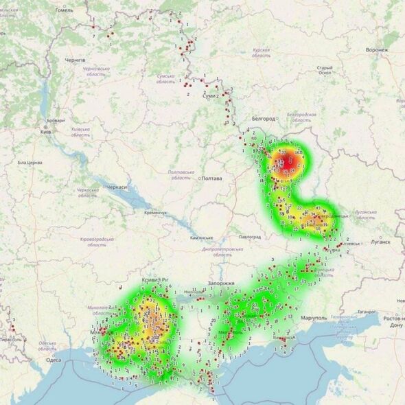 La carte montrant les SIM des troupes russes en Ukraine