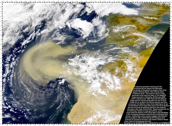 Un nuage de poussière saharienne au-dessus de l'Atlantique Est.
