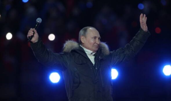 Vladimir Poutine lors d'un concert pour la Crimée