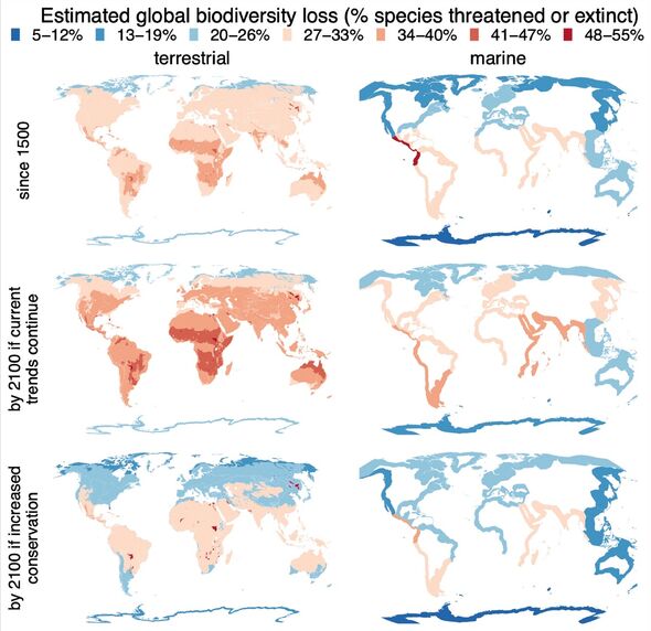 Une carte de la perte de biodiversité mondiale passée et future