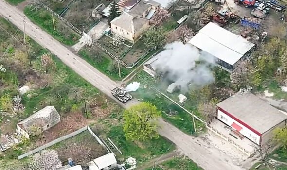 Fumée du char de Donetsk