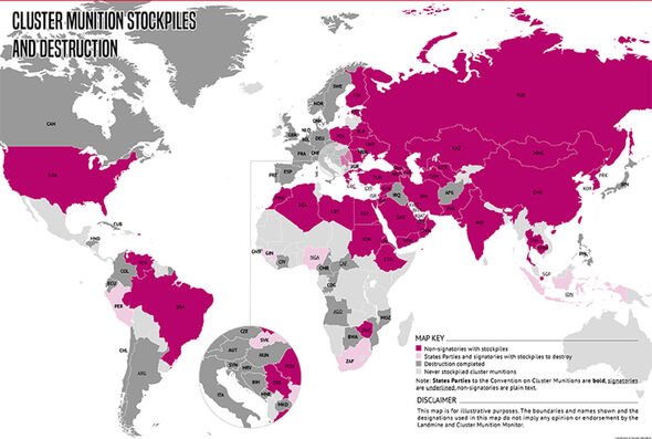 Carte de production des armes à sous-munitions