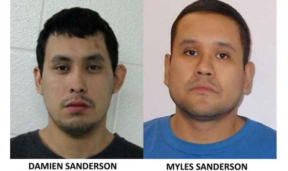 Photos des suspects Myles Sanderson et Damien Sanderson. 