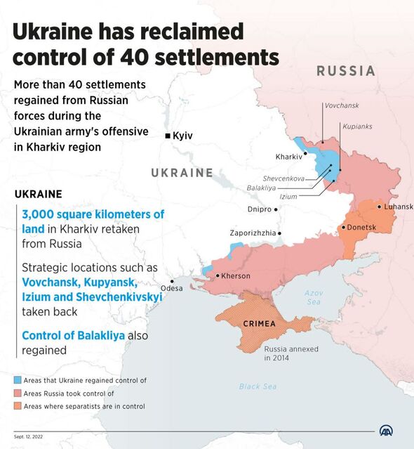 Une carte montrant la contre-offensive de l'Ukraine à Kharkiv.