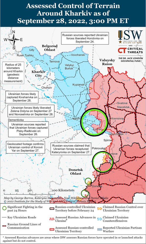 Une carte montrant les lignes de front dans l'est de l'Ukraine.