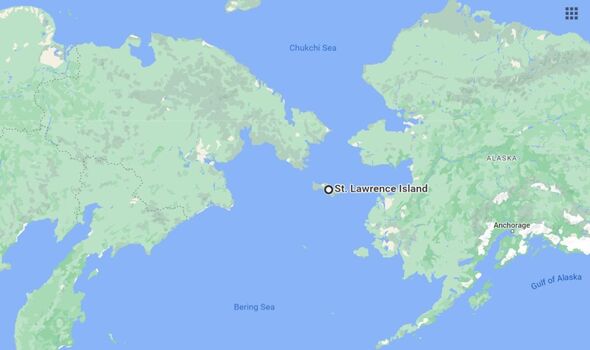 Une carte montrant l'île de St Lawrence en Alaska.