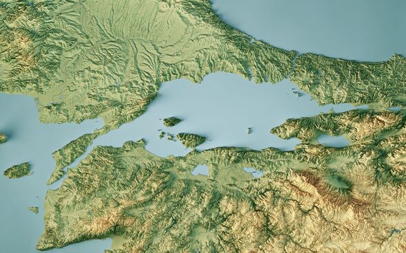 Couleur de la carte topographique de rendu 3D de la mer de Marmara