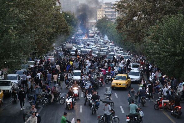 Une vue aérienne d'une manifestation en Iran
