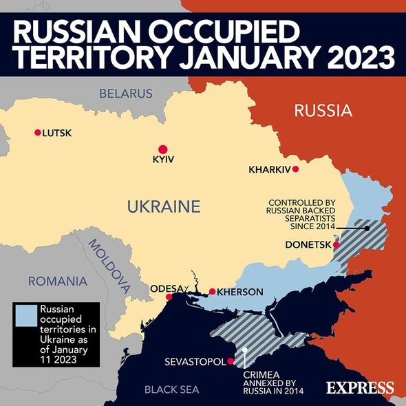 Territoire russe occupé en Ukraine Janvier 2023 