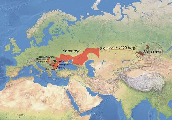 Une carte de l'étendue de la culture Yamnaya.