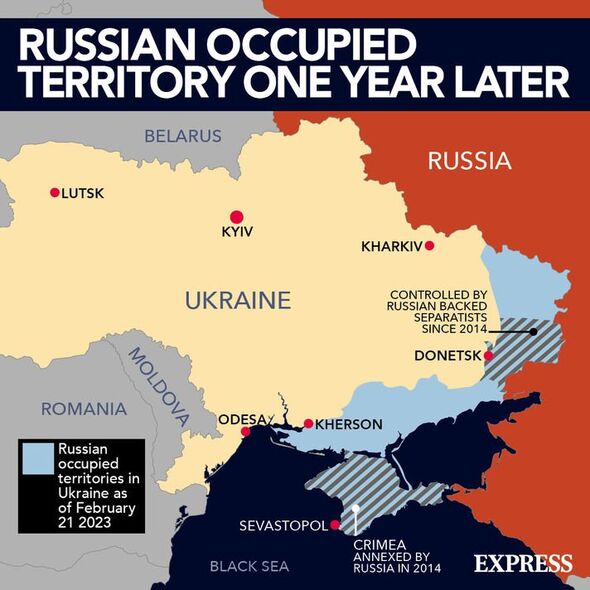 Carte des zones d'Ukraine occupées par la Russie.