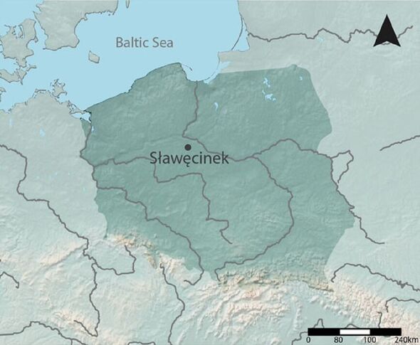 Une carte de localisation de Sławęcinek, Pologne 