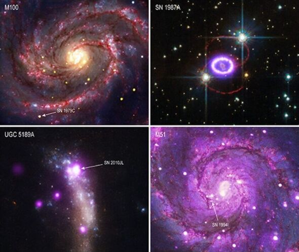 Quatre des supernovae étudiées par l'équipe